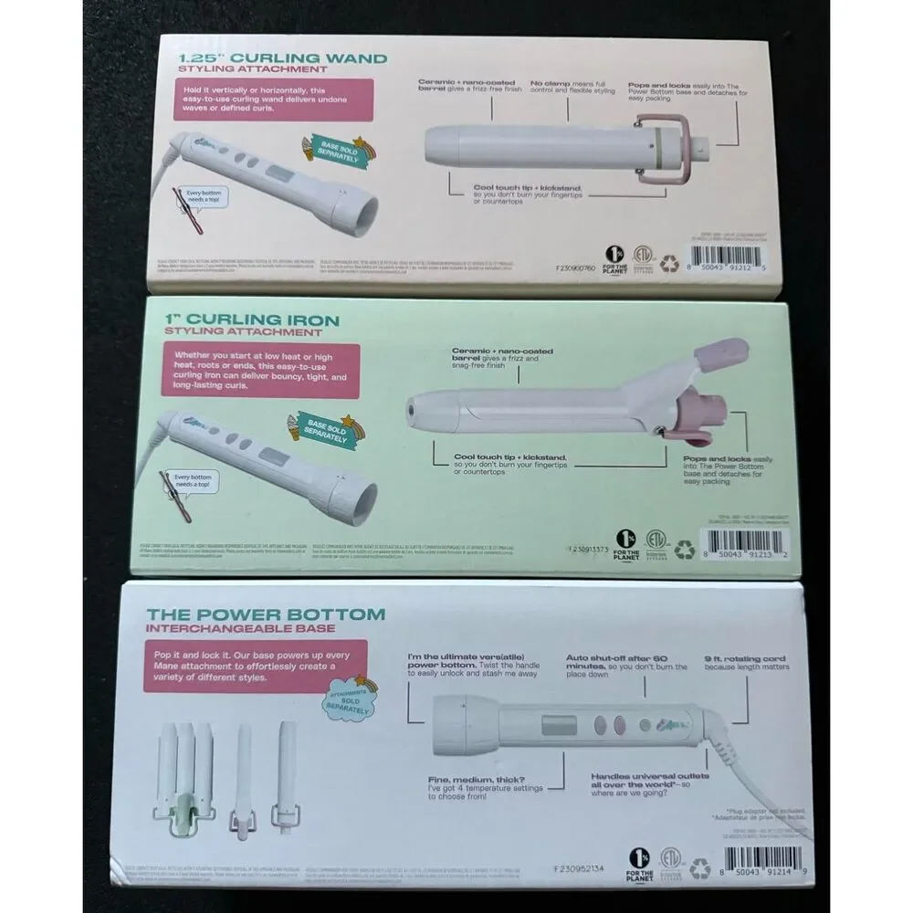 Mane Power Curl 3-Pc Dual Voltage Curling Iron & Wand Kit
